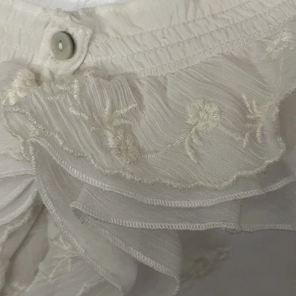 Abercrombie Fitch Sz XS Sheer Blouse Ruffles Elastic Waist Embroidered Victorian - Picture 10 of 16